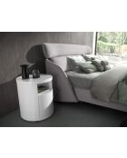 Lit double  avec tête de lit originale gris clair/noir - 117x207x250 cm