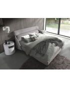 Lit double  avec tête de lit originale gris clair/noir - 117x207x250 cm