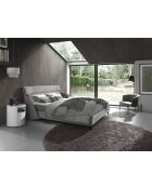 Lit double  avec tête de lit originale gris clair/noir - 117x207x250 cm