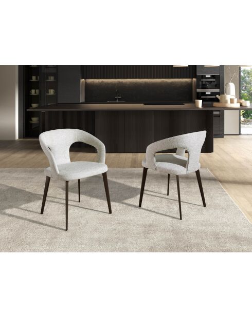 Stoel met armleuningen gebroken wit/bruin - 9x55x58 cm