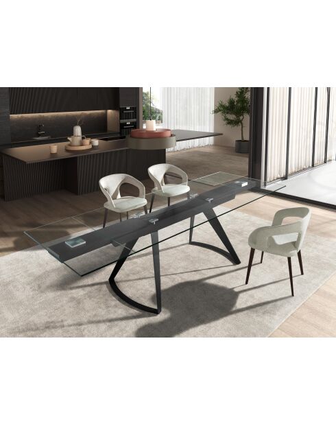 Chaise avec accoudoirs  blanc cassé/marron - 9x55x58 cm