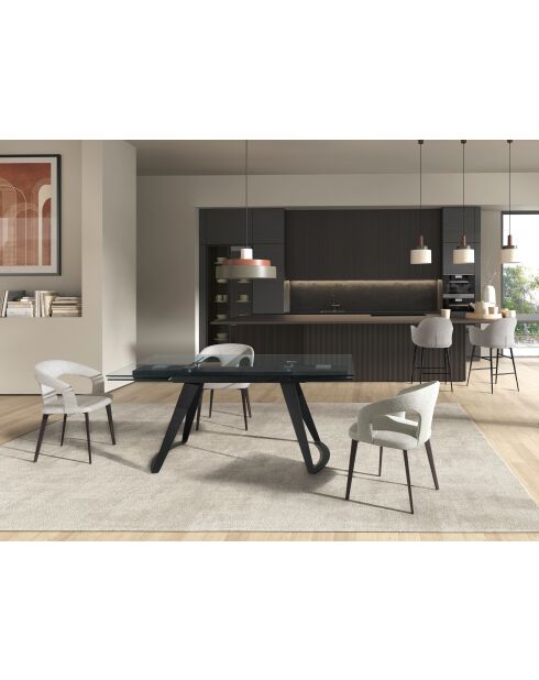Chaise avec accoudoirs  blanc cassé/marron - 9x55x58 cm