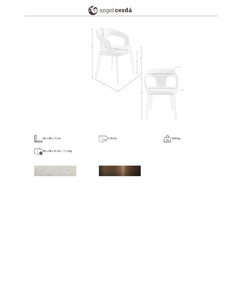 Stuhl mit Armlehnen aus Weiß/Braun - 9x55x58 cm