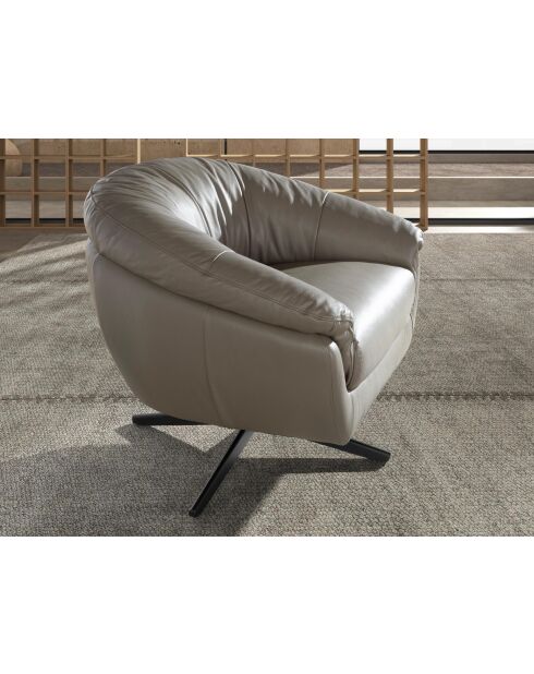 Fauteuil en Cuir pivotant aux accoudoirs  gris/noir - 24x87x85 cm