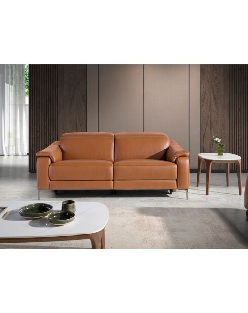 3-Sitzer-Relaxsofa braun/Stahl - 126x188x108 cm