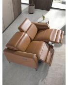 3-Sitzer-Relaxsofa braun/Stahl - 126x188x108 cm