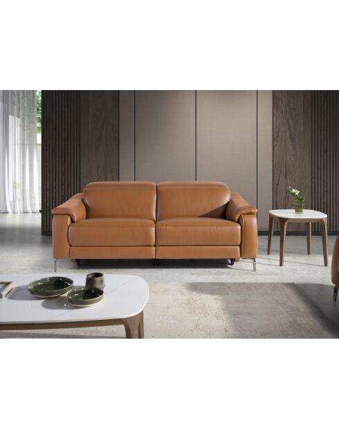 3-Sitzer-Relaxsofa braun/Stahl - 126x188x108 cm