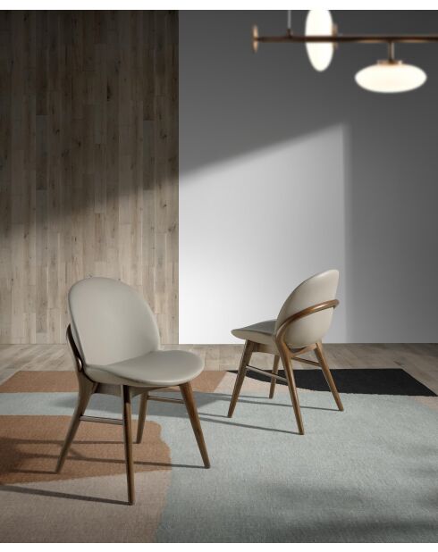 Silla de imitación visón/nogal - 5x47x59 cm