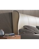 Lit double  avec tête de lit originale crème/noir - 89x220x217 cm