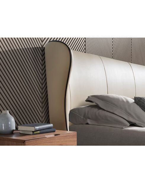 Doppelbett mit originalem creme/schwarzem Kopfteil - 89x220x217 cm