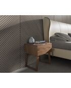 Lit double  avec tête de lit originale crème/noir - 89x220x217 cm