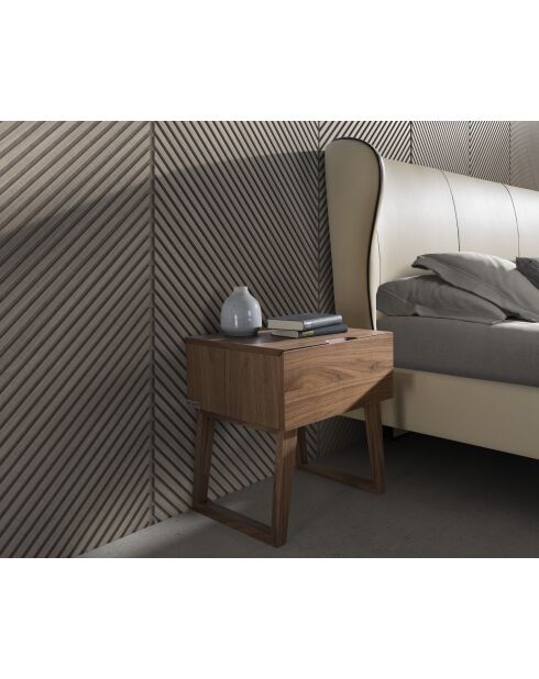 Doppelbett mit originalem creme/schwarzem Kopfteil - 89x220x217 cm