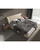 Lit double  avec tête de lit originale crème/noir - 89x220x217 cm