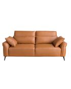 Bruin/zwarte leren 3-zitsbank - 68x209x107 cm
