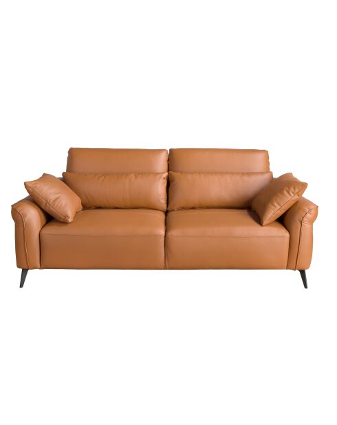 Bruin/zwarte leren 3-zitsbank - 68x209x107 cm