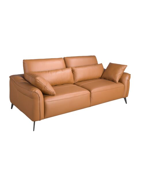 Bruin/zwarte leren 3-zitsbank - 68x209x107 cm