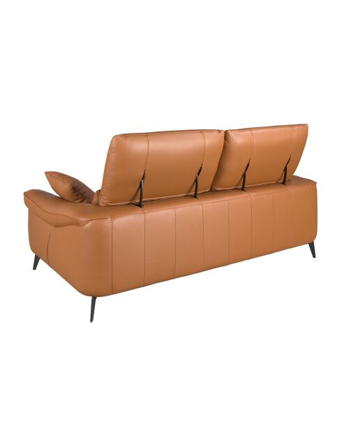 Bruin/zwarte leren 3-zitsbank - 68x209x107 cm