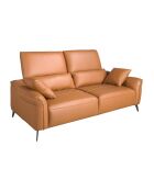Bruin/zwarte leren 3-zitsbank - 68x209x107 cm
