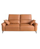 Bruin/zwarte leren 3-zitsbank - 68x209x107 cm