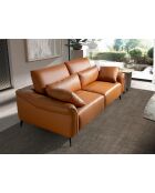 Bruin/zwarte leren 3-zitsbank - 68x209x107 cm