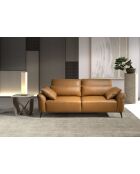 Bruin/zwarte leren 3-zitsbank - 68x209x107 cm