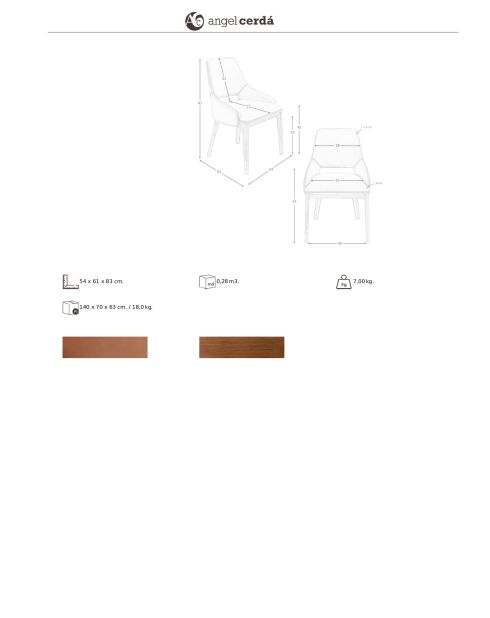 Chaise brun/noyer - 7x54x61 cm