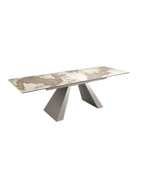 Ausziehbarer Esstisch weiß/taupegrau - 128x180x90 cm