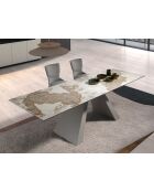 Ausziehbarer Esstisch weiß/taupegrau - 128x180x90 cm