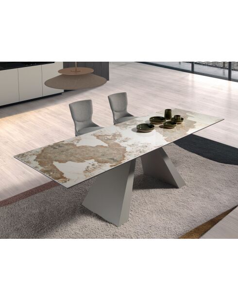 Ausziehbarer Esstisch weiß/taupegrau - 128x180x90 cm