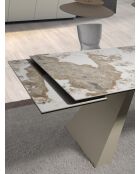 Ausziehbarer Esstisch weiß/taupegrau - 128x180x90 cm