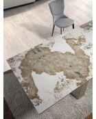 Ausziehbarer Esstisch weiß/taupegrau - 128x180x90 cm