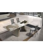 Ausziehbarer Esstisch weiß/taupegrau - 128x180x90 cm