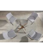 Table de salle à manger avec plateau cristal/rose - 53x140x140 cm