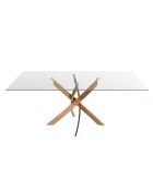 Table de salle à manger avec plateau cristal/rose - 50x150x95 cm