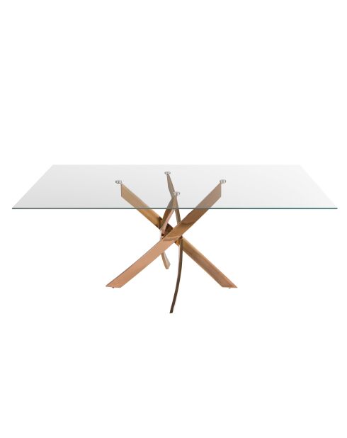 Table de salle à manger avec plateau cristal/rose - 50x150x95 cm