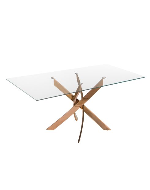 Table de salle à manger avec plateau cristal/rose - 50x150x95 cm