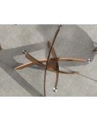 Table de salle à manger avec plateau cristal/rose - 50x150x95 cm