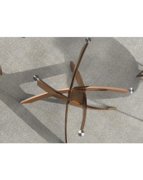 Table de salle à manger avec plateau cristal/rose - 50x150x95 cm