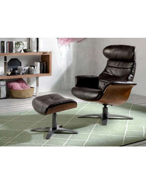 Pouf  brun/noyer/gris foncé - 10x52x42 cm