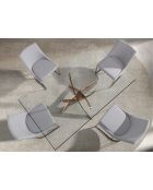 Table de salle à manger avec plateau cristal/rose - 47x140x95 cm