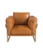 Fauteuil en Cuir avec accoudoirs  chameau/or - 30x97x88 cm