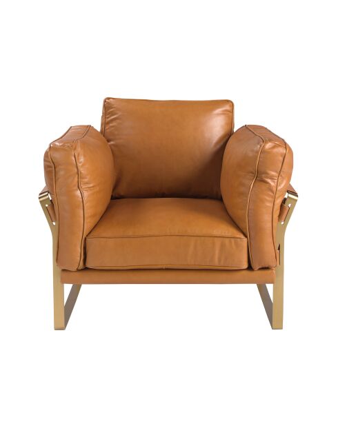 Fauteuil en Cuir avec accoudoirs  chameau/or - 30x97x88 cm