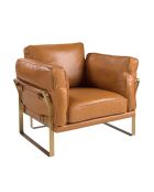 Fauteuil en Cuir avec accoudoirs  chameau/or - 30x97x88 cm