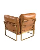 Fauteuil en Cuir avec accoudoirs  chameau/or - 30x97x88 cm