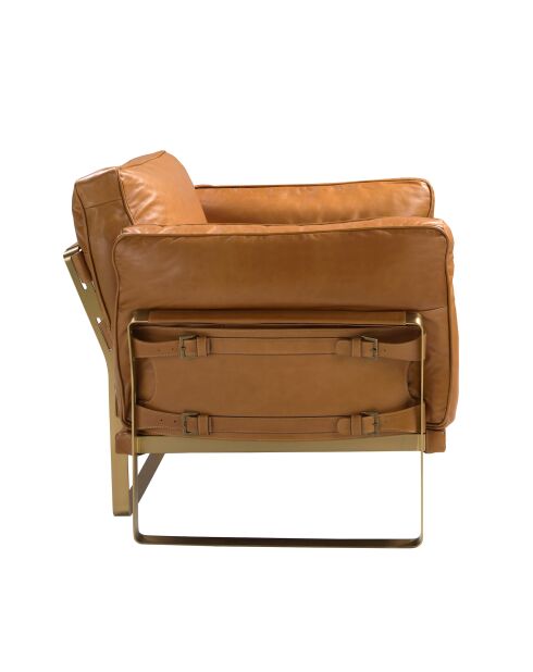 Fauteuil en Cuir avec accoudoirs  chameau/or - 30x97x88 cm
