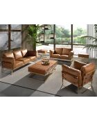 Fauteuil en Cuir avec accoudoirs  chameau/or - 30x97x88 cm