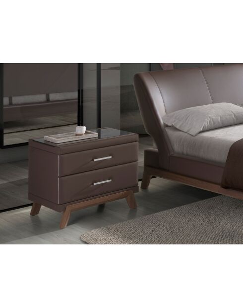 Comodino in noce/marrone/nero - 18x60x46 cm