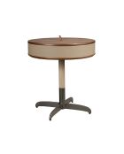 Moderner runder Ecktisch mit einer Platte aus Nerz-/Grau-/Nussbaumfurnier — 10 x 46 x 46 cm