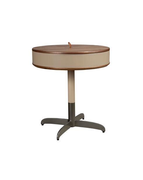 Moderner runder Ecktisch mit einer Platte aus Nerz-/Grau-/Nussbaumfurnier — 10 x 46 x 46 cm