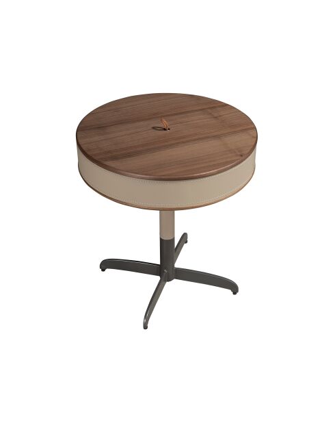 Moderner runder Ecktisch mit einer Platte aus Nerz-/Grau-/Nussbaumfurnier — 10 x 46 x 46 cm